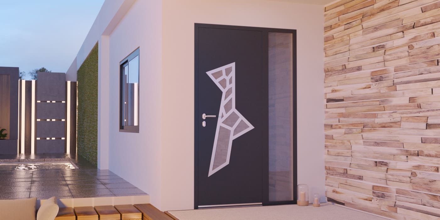 Porte d'Entrée en Aluminium Sur Mesure Kalamos Alunox Tierce Fixe Vitree - Image 1