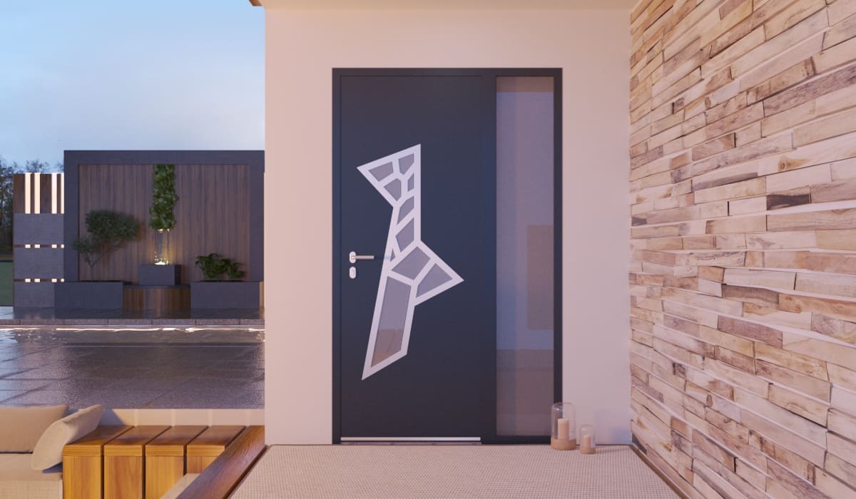 Porte d'Entrée en Aluminium Sur Mesure Kalamos Alunox Tierce Fixe Vitree - Image 2