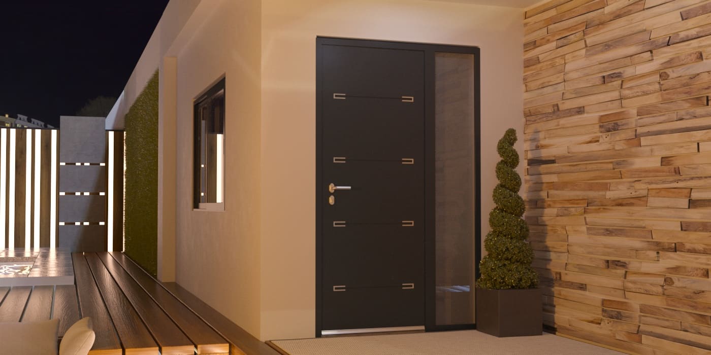 Porte d'Entrée en Aluminium Sur Mesure Kassos Alunox Tierce Fixe Vitree - Image 1