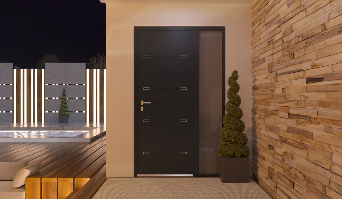 Porte d'Entrée en Aluminium Sur Mesure Kassos Alunox Tierce Fixe Vitree - Image 2