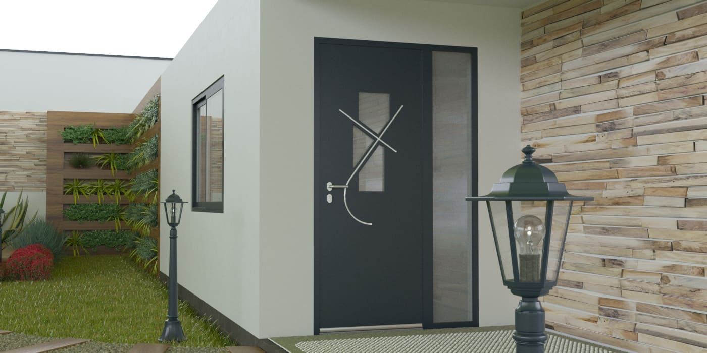 Porte d'Entrée en Aluminium Sur Mesure Lampedusa Tierce Fixe Vitree - Image 1