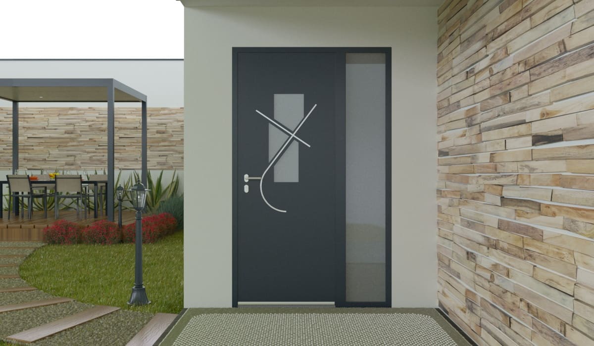 Porte d'Entrée en Aluminium Sur Mesure Lampedusa Tierce Fixe Vitree - Image 2