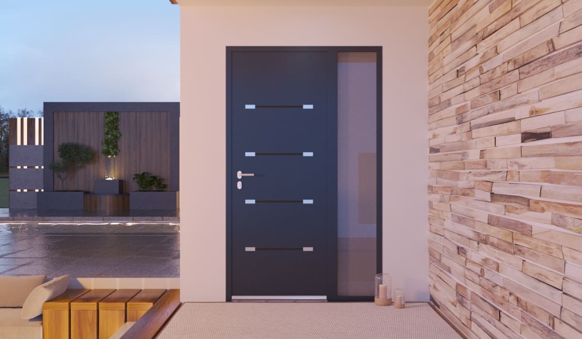 Porte d'Entrée en Aluminium Sur Mesure Leucade Alunox Tierce Fixe Vitree - Image 2