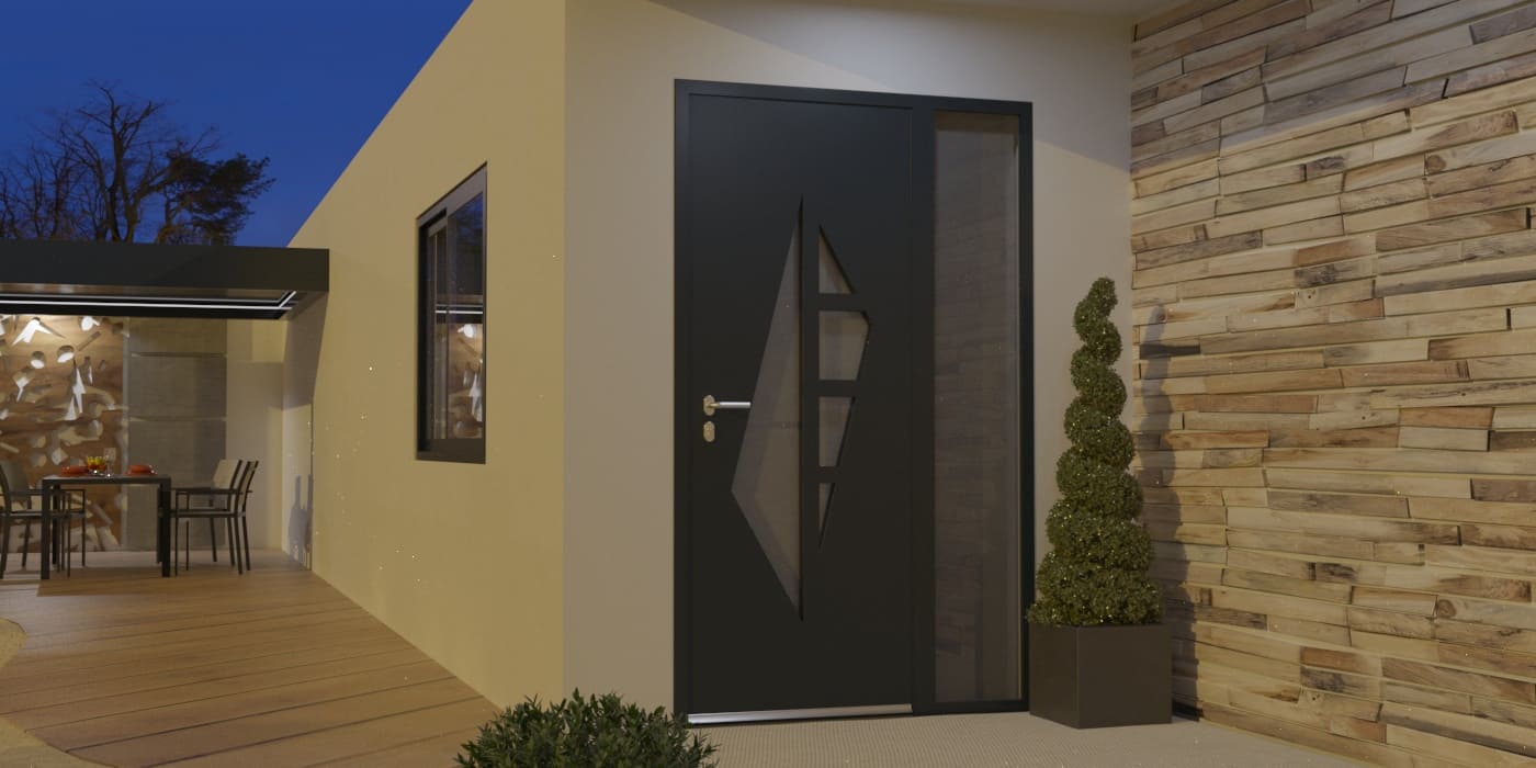 Porte d'Entrée en Aluminium Sur Mesure Lundy Tierce Fixe Vitree - Image 1
