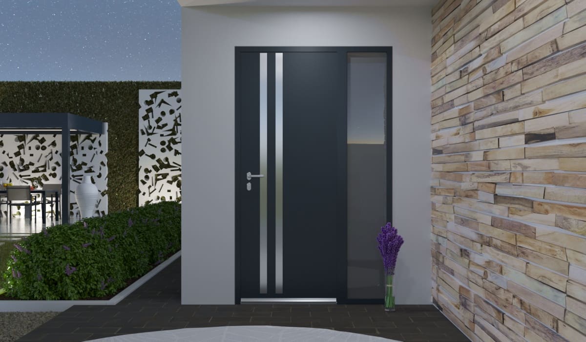Porte d'Entrée en Aluminium Sur Mesure Madeira Alunox Tierce Fixe Vitree - Image 2