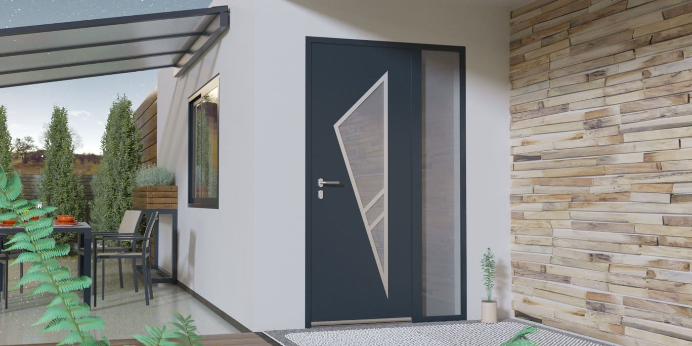 Porte d'Entrée en Aluminium Sur Mesure Malte Alunox Tierce Fixe Vitree - Image 1