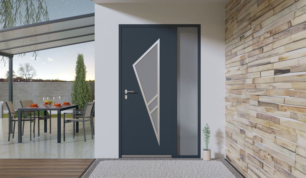 Porte d'Entrée en Aluminium Sur Mesure Malte Alunox Tierce Fixe Vitree - Image 2