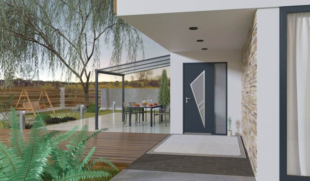 Porte d'Entrée en Aluminium Sur Mesure Malte Alunox Tierce Fixe Vitree - Image 3