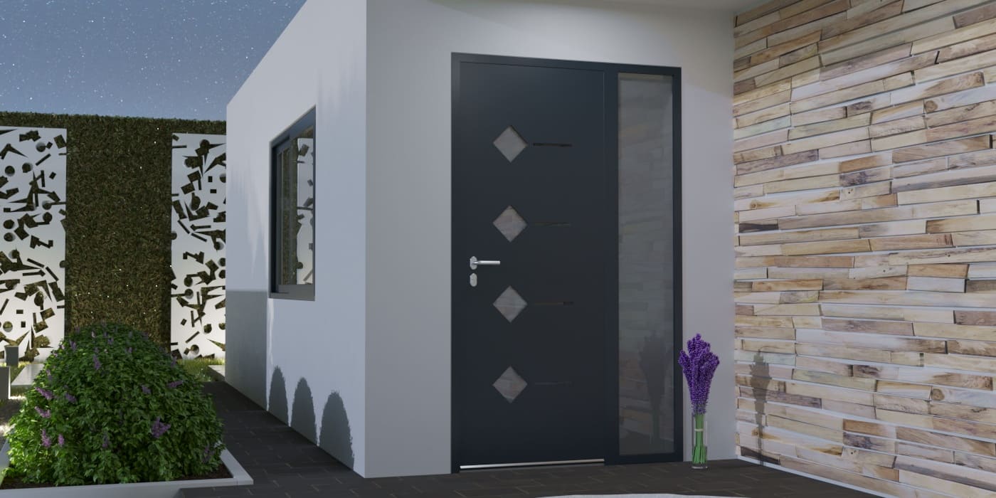 Porte d'Entrée en Aluminium Sur Mesure Molat Tierce Fixe Vitree - Image 1