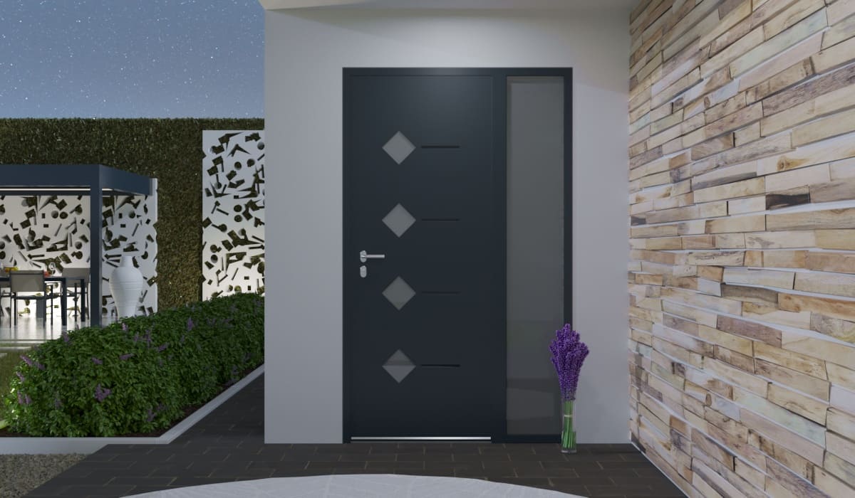 Porte d'Entrée en Aluminium Sur Mesure Molat Tierce Fixe Vitree - Image 2