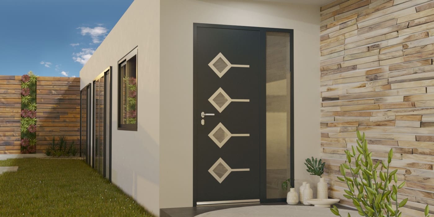 Porte d'Entrée en Aluminium Sur Mesure Molat Alunox Tierce Fixe Vitree - Image 1