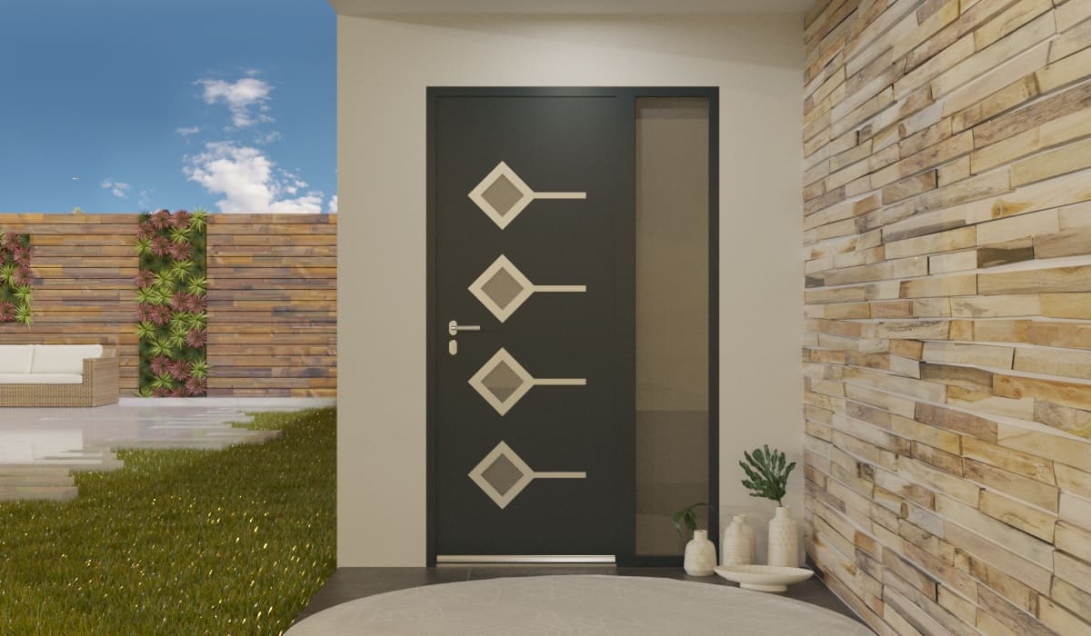 Porte d'Entrée en Aluminium Sur Mesure Molat Alunox Tierce Fixe Vitree - Image 2
