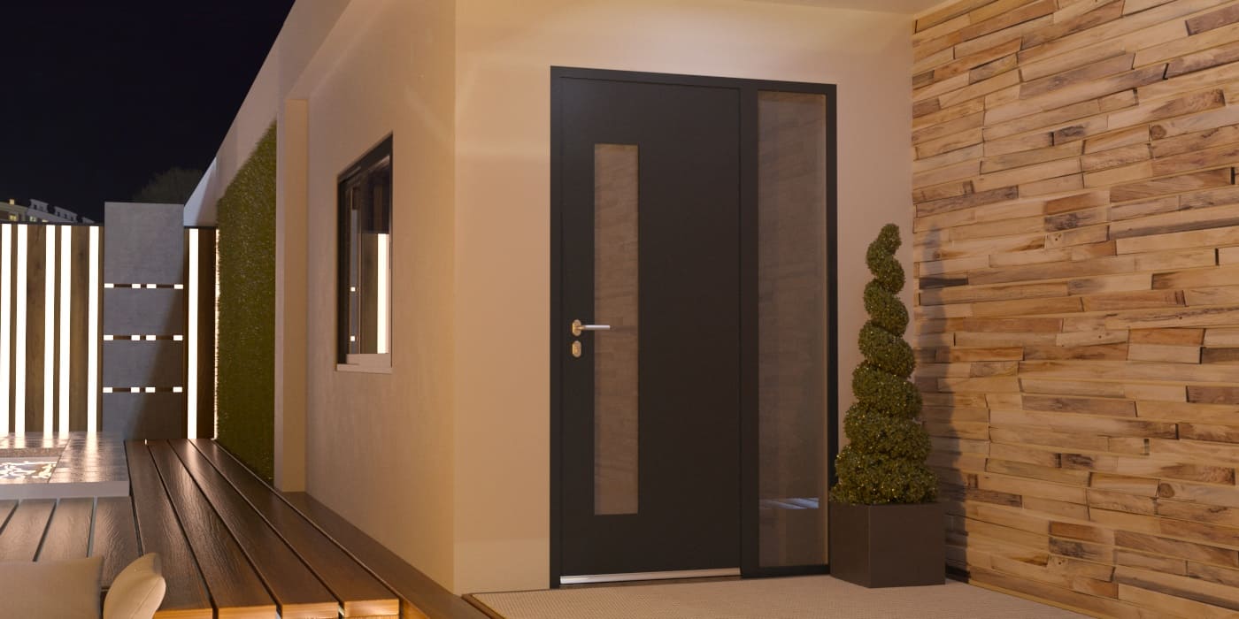Porte d'Entrée en Aluminium Sur Mesure Montecristo Tierce Fixe Vitree - Image 1