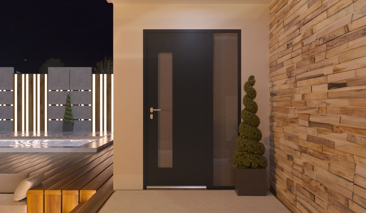 Porte d'Entrée en Aluminium Sur Mesure Montecristo Tierce Fixe Vitree - Image 2