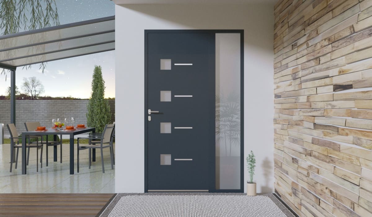 Porte d'Entrée en Aluminium Sur Mesure Paxos Tierce Fixe Vitree - Image 2