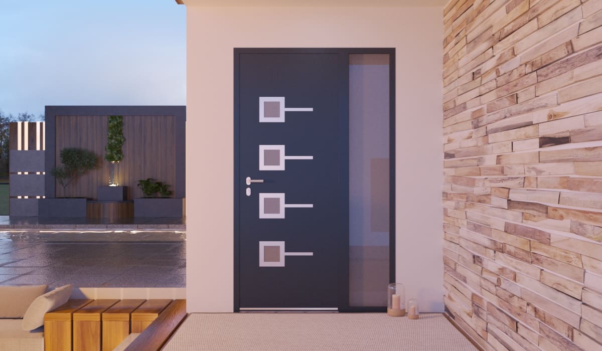 Porte d'Entrée en Aluminium Sur Mesure Paxos Alunox Tierce Fixe Vitree - Image 2