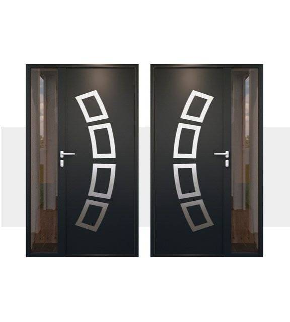 Decoração Porta de Entrada em Alumínio Pianosa Alunox com Vidro