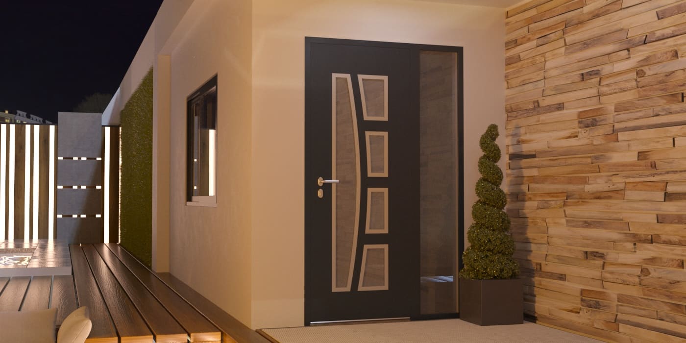 Porte d'Entrée en Aluminium Sur Mesure Rinia Alunox Tierce Fixe Vitree - Image 1