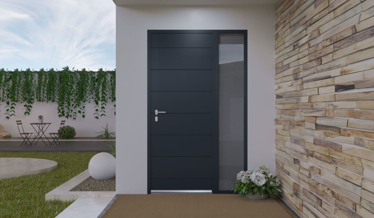 Porte d'Entrée en Aluminium Sur Mesure Samos Tierce Fixe Vitree - Image 2
