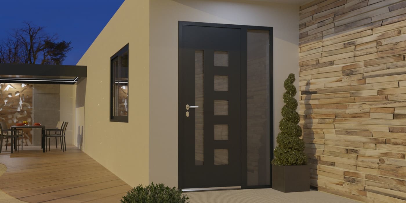 Porte d'Entrée en Aluminium Sur Mesure Santorini Tierce Fixe Vitree - Image 1