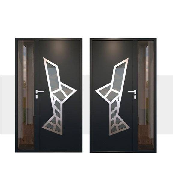 Decoração Porta de Entrada em Alumínio Saria Alunox com Vidro