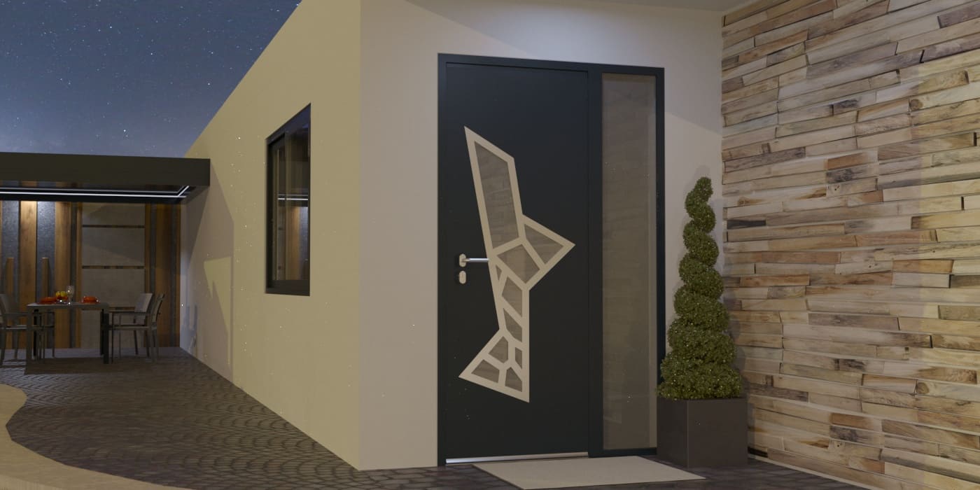 Porte d'Entrée en Aluminium Sur Mesure Saria Alunox Tierce Fixe Vitree - Image 1