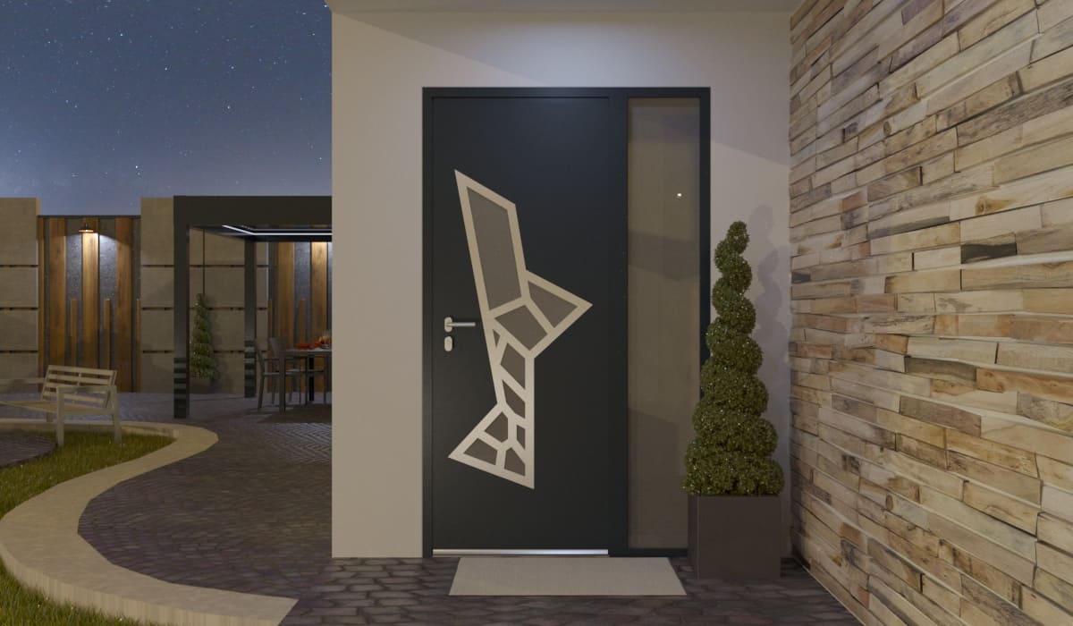 Porte d'Entrée en Aluminium Sur Mesure Saria Alunox Tierce Fixe Vitree - Image 2