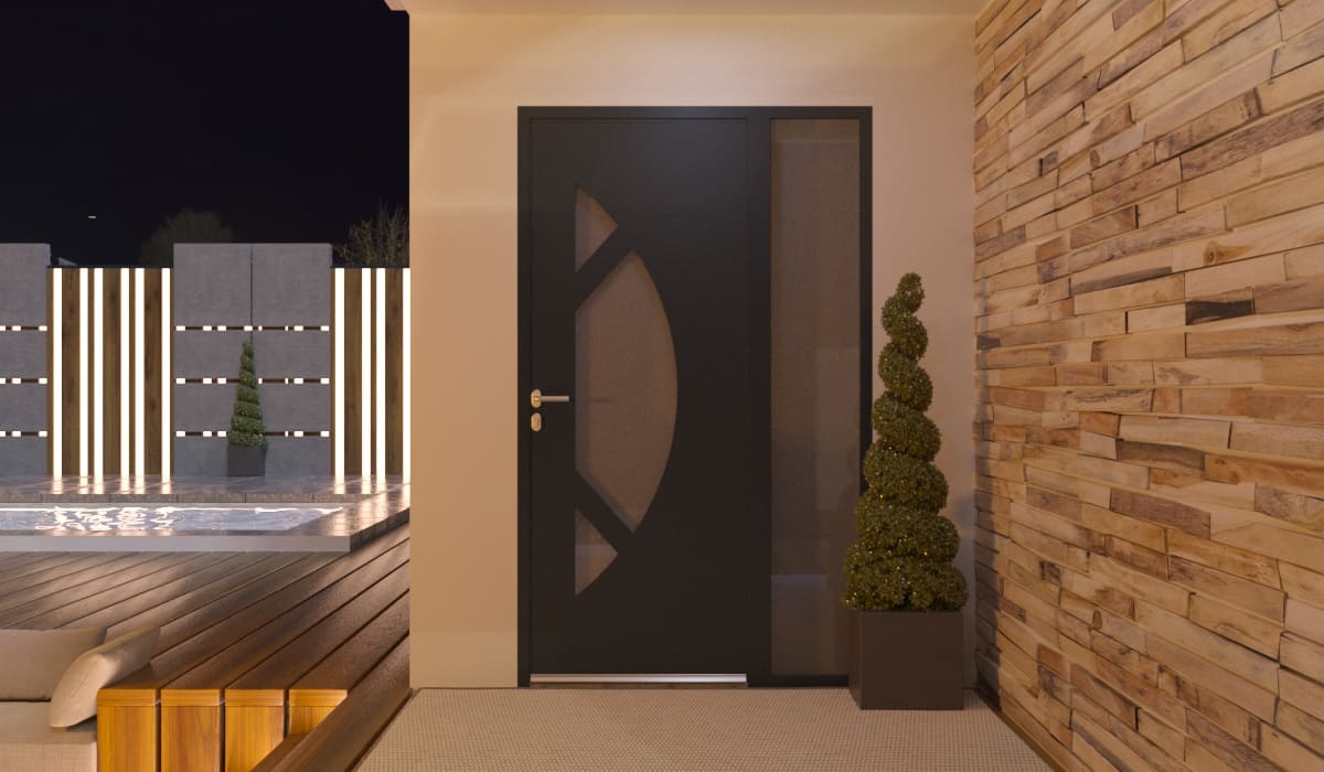Porte d'Entrée en Aluminium Sur Mesure Sicile Tierce Fixe Vitree - Image 2