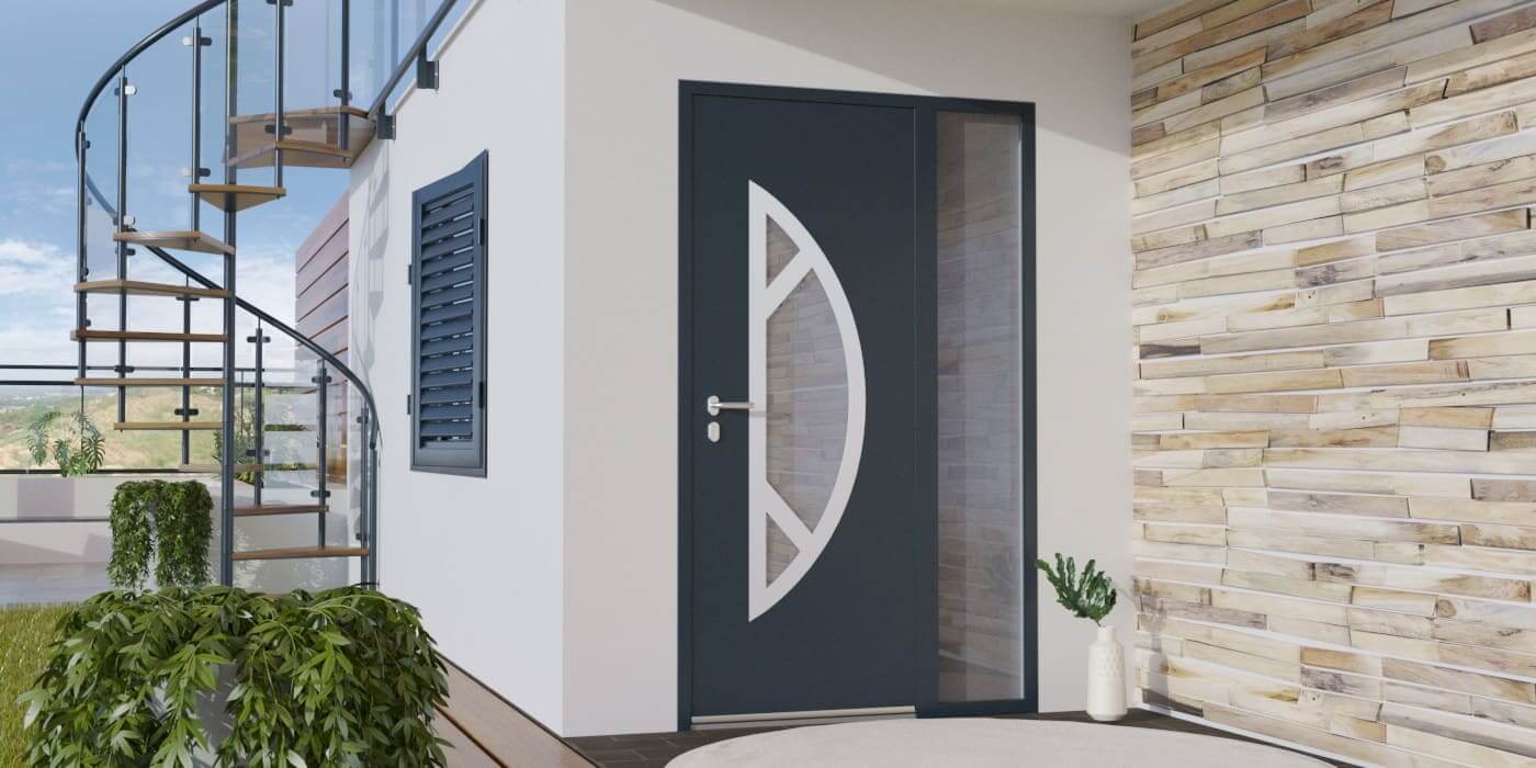 Porte d'Entrée en Aluminium Sur Mesure Sicile Alunox Tierce Fixe Vitree - Image 1
