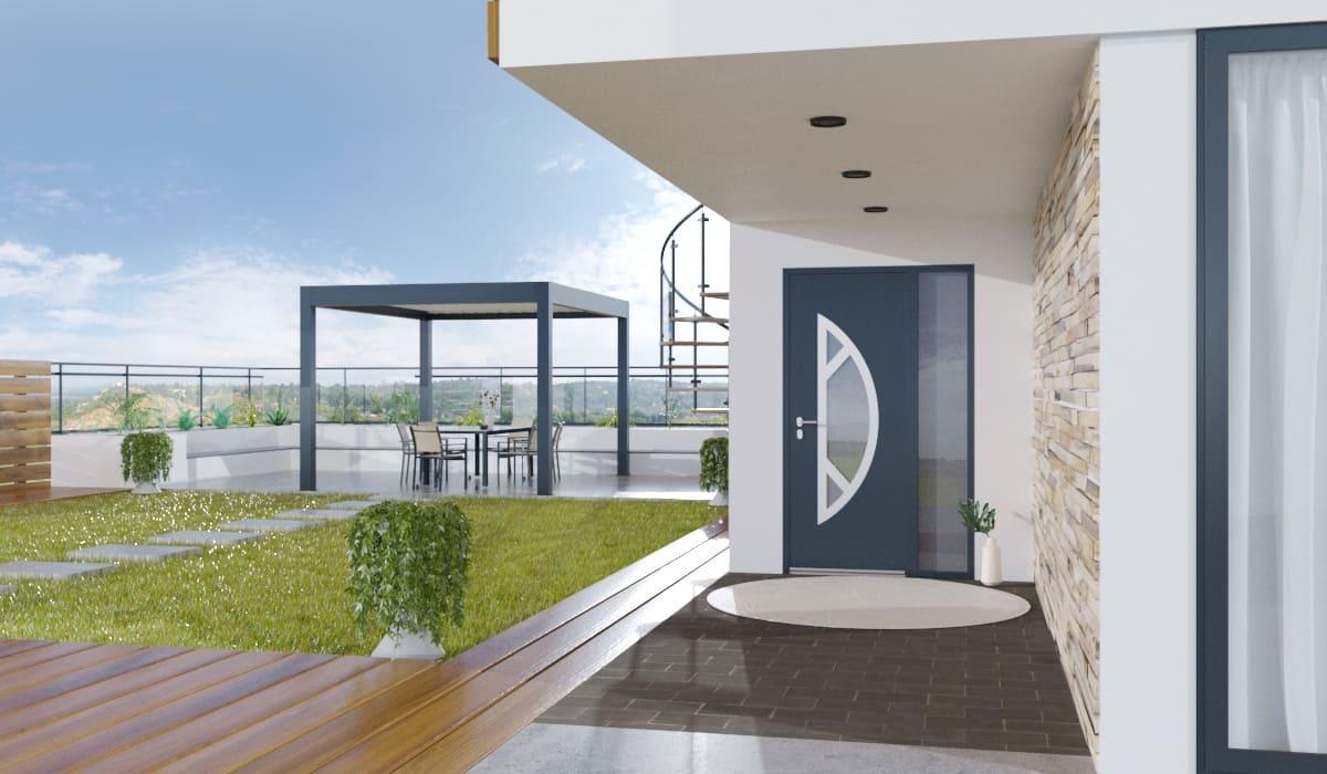 Porte d'Entrée en Aluminium Sur Mesure Sicile Alunox Tierce Fixe Vitree - Image 3