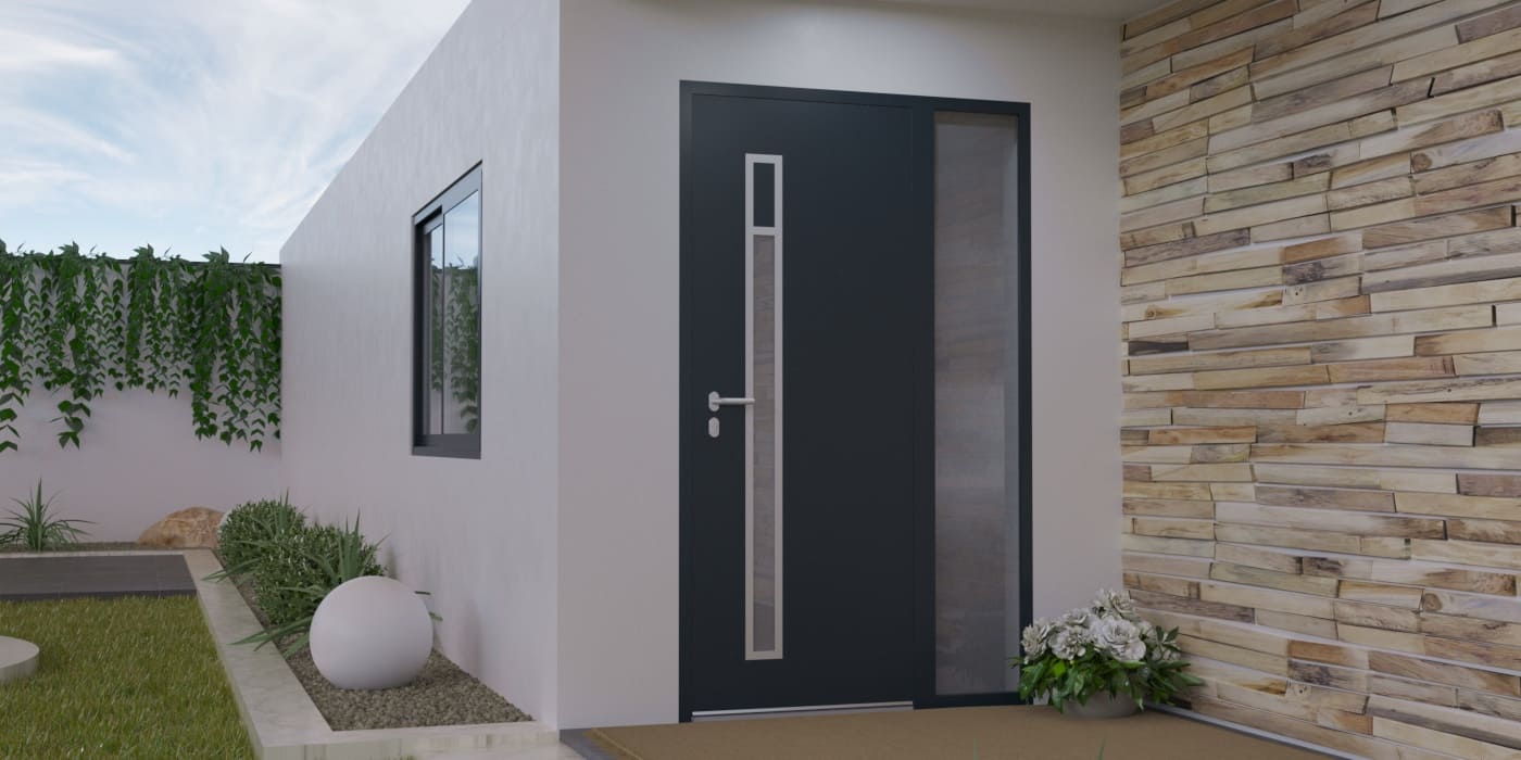 Porte d'Entrée en Aluminium Sur Mesure Silba Alunox Tierce Fixe Vitree - Image 1