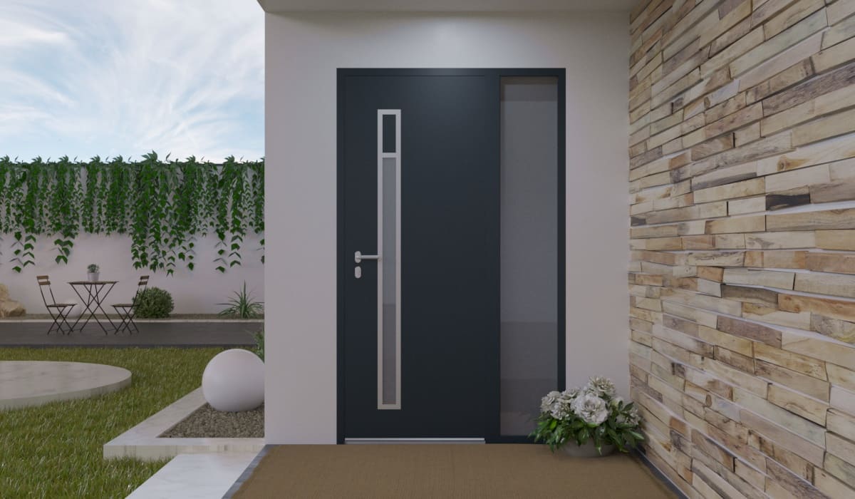 Porte d'Entrée en Aluminium Sur Mesure Silba Alunox Tierce Fixe Vitree - Image 2