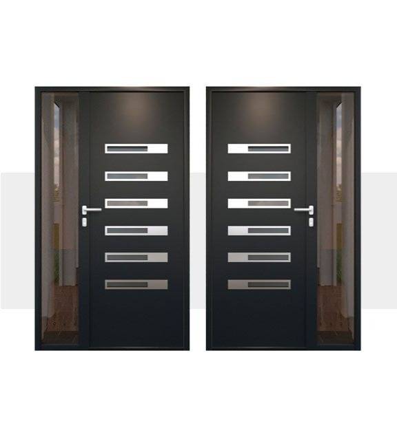 Decoração Porta de Entrada em Alumínio Tilos Alunox com Vidro