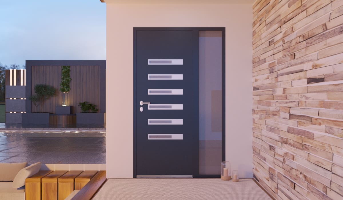 Porte d'Entrée en Aluminium Sur Mesure Tilos Alunox Tierce Fixe Vitree - Image 2
