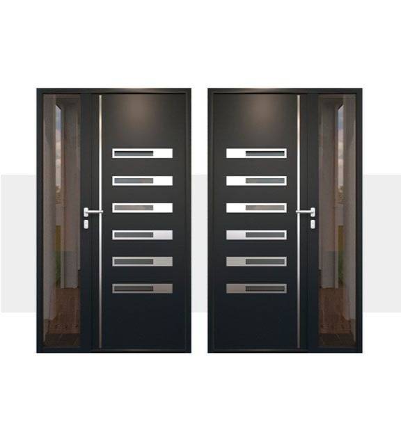 Decoração Porta de Entrada em Alumínio Tilos Alunox Plus com Vidro