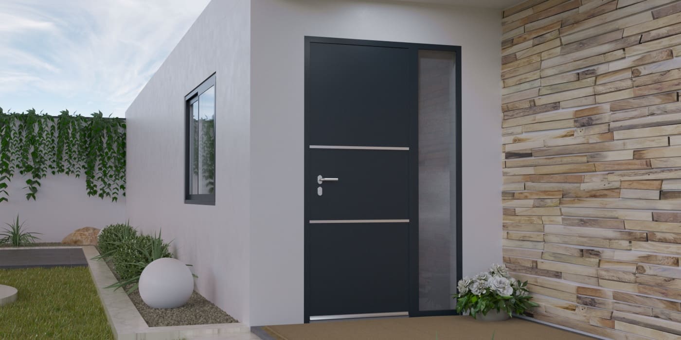 Porte d'Entrée en Aluminium Sur Mesure Vir Alunox Tierce Fixe Vitree - Image 1