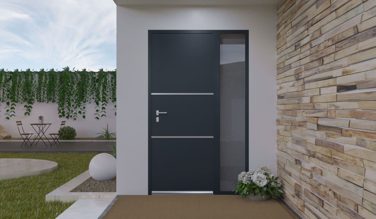 Porte d'Entrée en Aluminium Sur Mesure Vir Alunox Tierce Fixe Vitree - Image 2