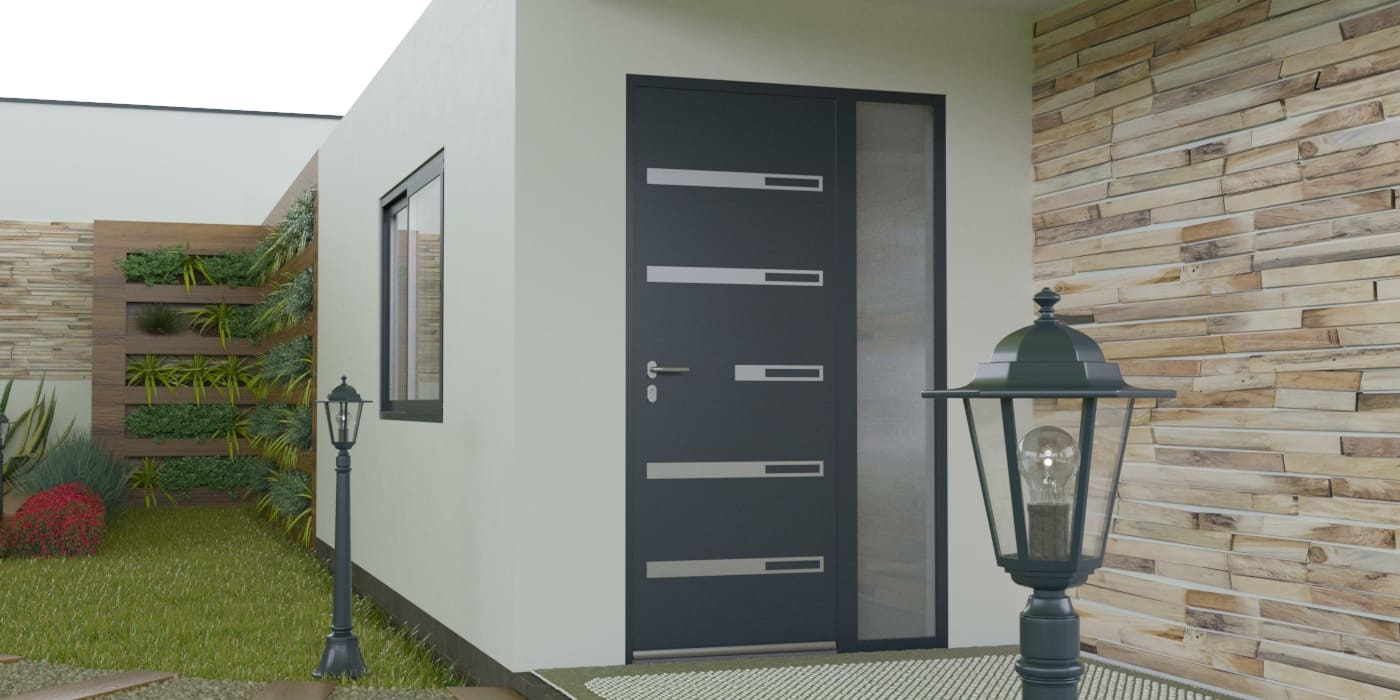 Porte d'Entrée en Aluminium Sur Mesure Vulcano Alunox Tierce Fixe Vitree - Image 1