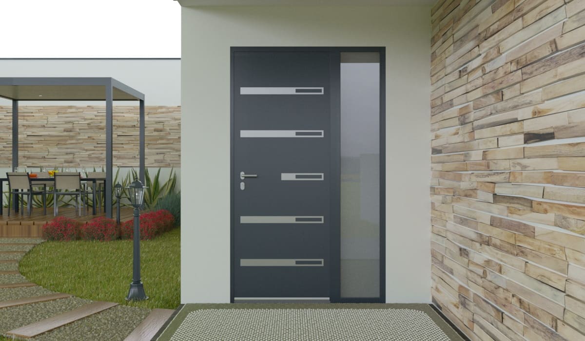 Porte d'Entrée en Aluminium Sur Mesure Vulcano Alunox Tierce Fixe Vitree - Image 2