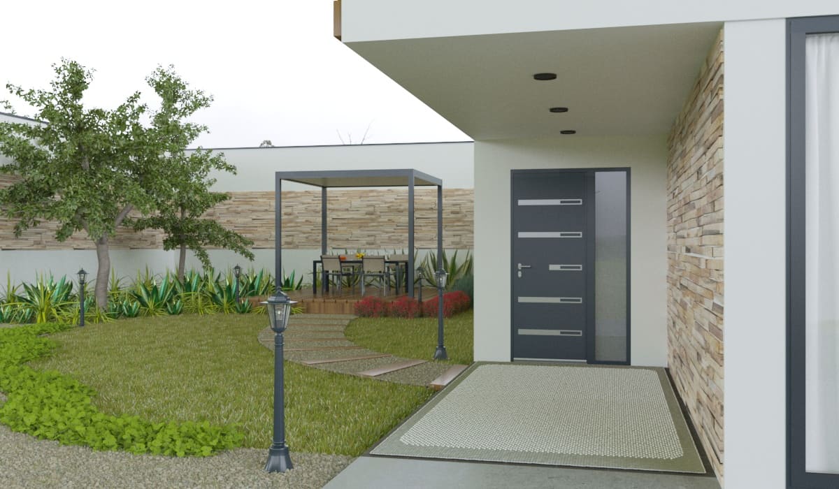 Porte d'Entrée en Aluminium Sur Mesure Vulcano Alunox Tierce Fixe Vitree - Image 3