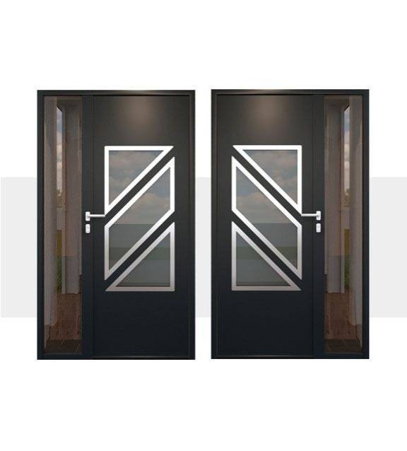 Décoration Porte d'Entrée en Aluminium Zante Alunox 2 Tierce Vitree