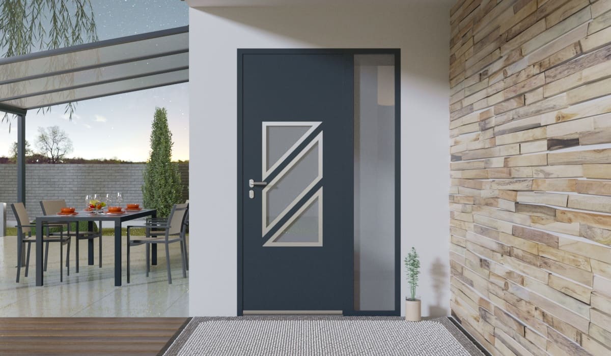 Porte d'Entrée en Aluminium Sur Mesure Zante Alunox 2 Tierce Fixe Vitree - Image 2