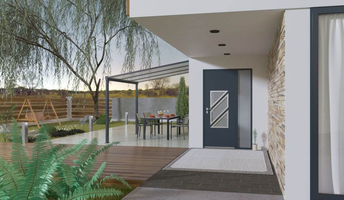Porte d'Entrée en Aluminium Sur Mesure Zante Alunox 2 Tierce Fixe Vitree - Image 3