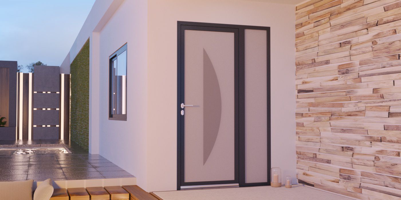 Porte d'Entrée Vitrée Avec Tierce Corfou Inversé Sur Mesure 1