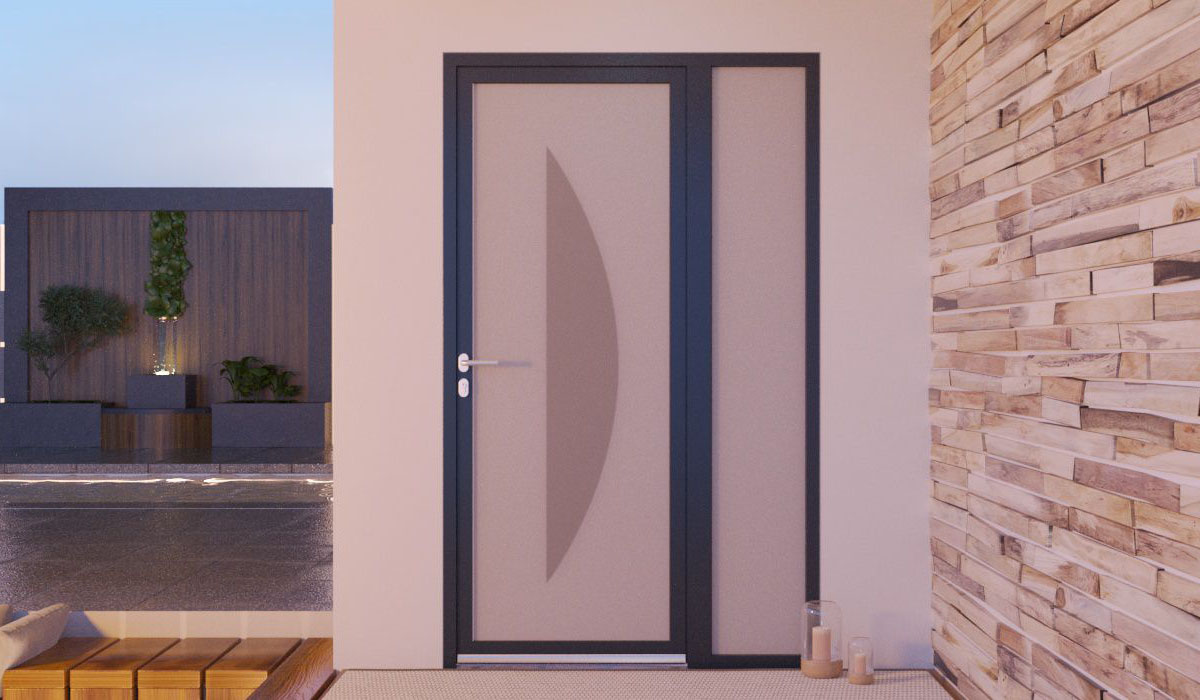 Porte d'Entrée Vitrée Avec Tierce Corfou Inversé Sur Mesure 2