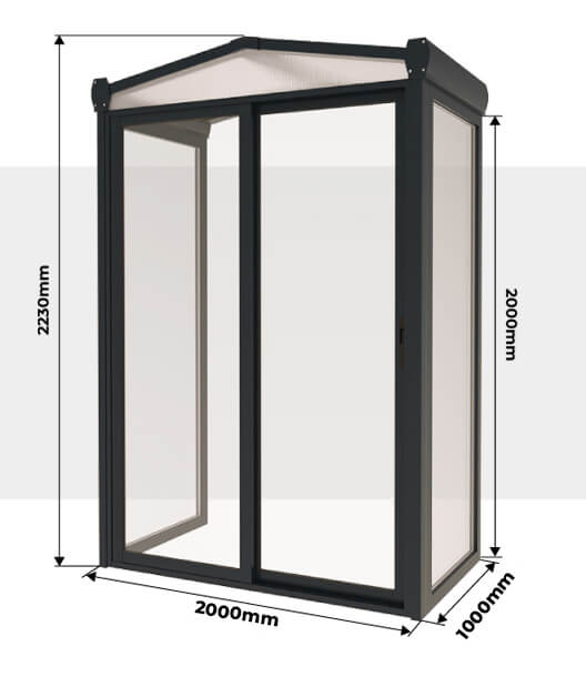 Mesures Sas d'Entrée 2x1 m Toiture Polycarbonate