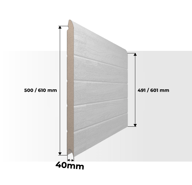 Dimensões Painel Porta de Garagem Seccionada Golfrado Reguado Branco Standard