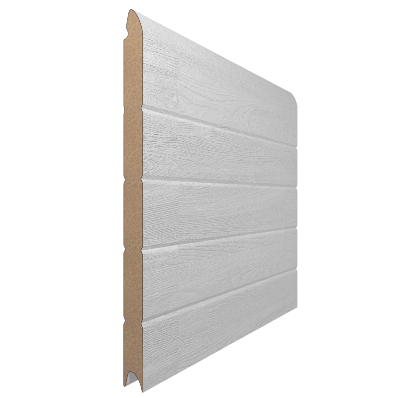 Painel Porta de Garagem Seccionada Golfrado Reguado Branco Standard Vista Exterior