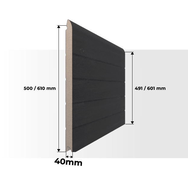 Dimensões Painel Porta de Garagem Seccionada Golfrado Reguado Cinzento Standard