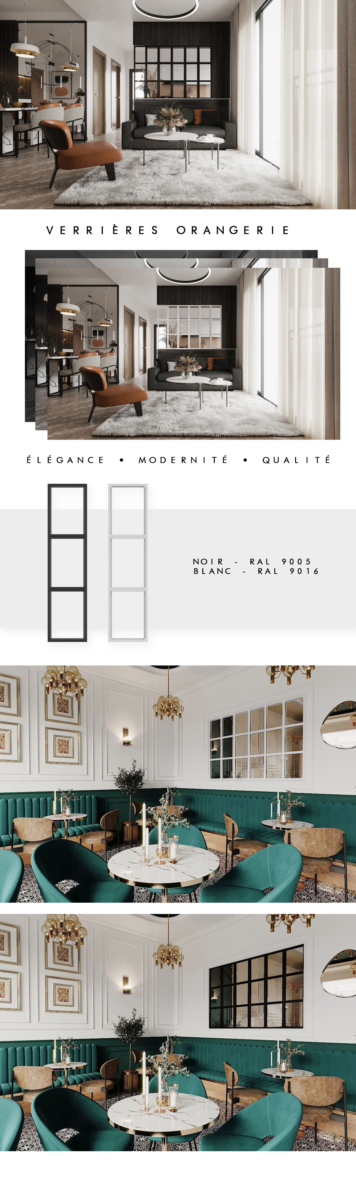 Ensemble 1 Module Verrières Acier Style Orangerie